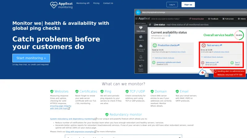 Homepage of AppBeat