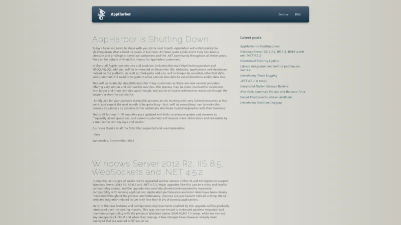 Homepage of AppHarbor