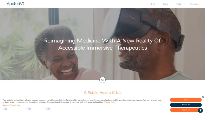 Homepage of AppliedVR