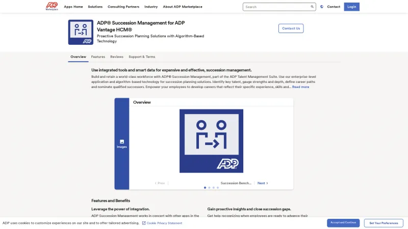 Homepage of ADP Succession Management