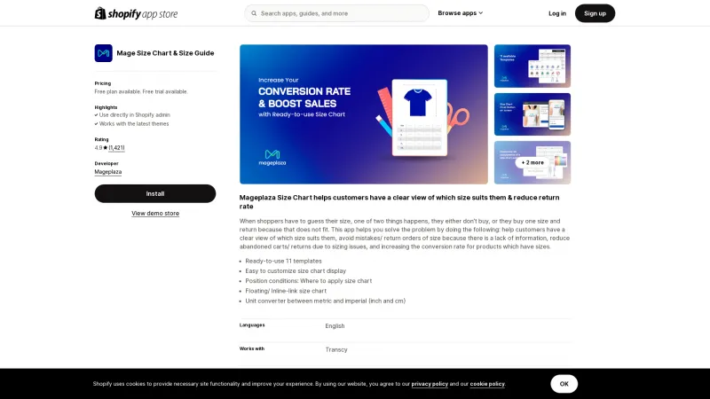 Homepage of AVADA Size Chart