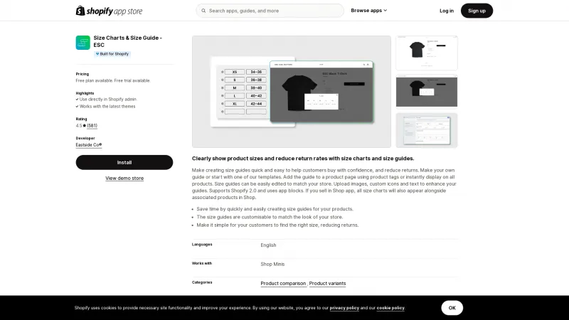 Homepage of ESC ‑ Size Charts & Size Guide