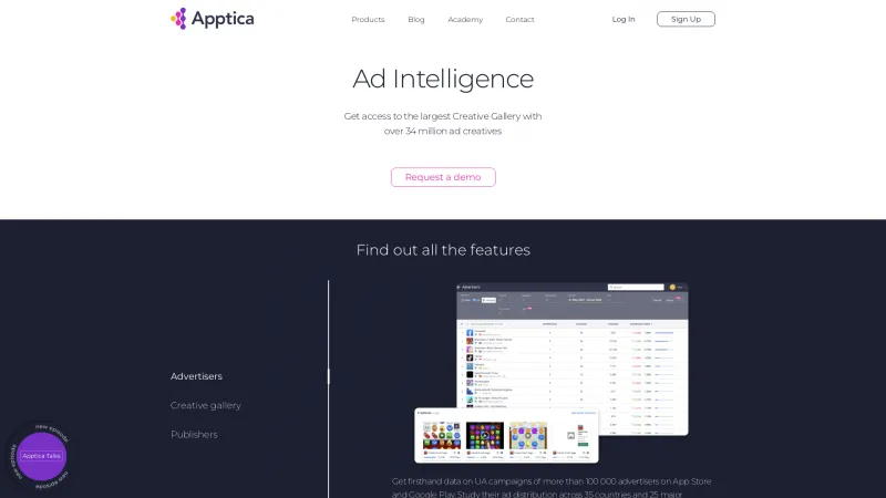 Homepage of Apptica