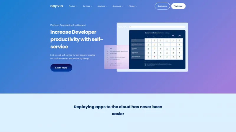 Homepage of Appvia Wayfinder