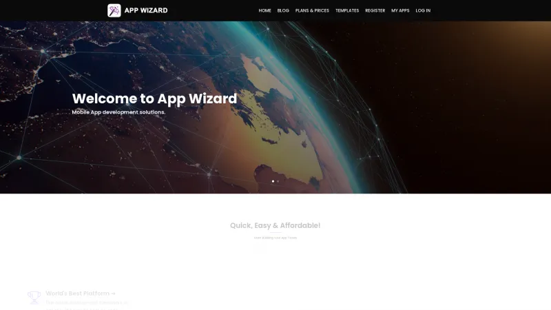 Homepage of App Wizard