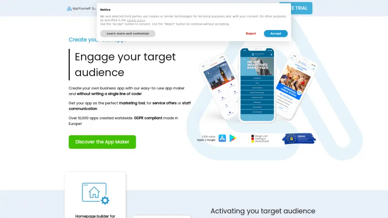 Homepage of AppYourself