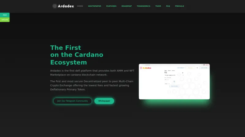 Homepage of Ardadex