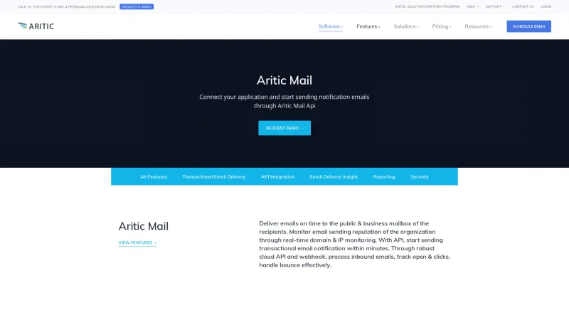 Homepage of Aritic Mail