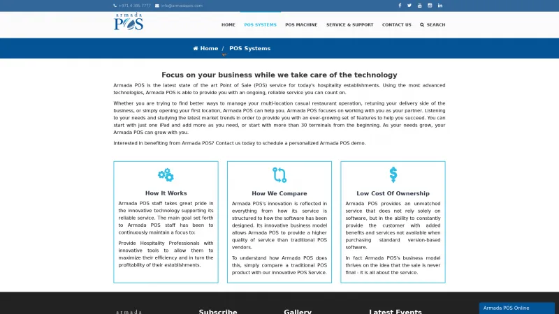 Homepage of Armada POS