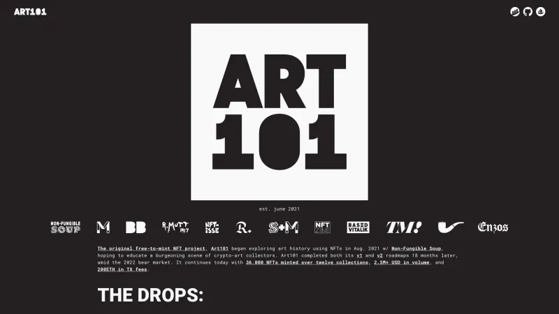 Homepage of ART101