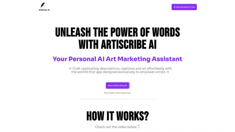 Homepage of ArtiScribe Ai