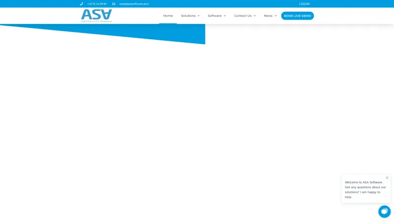 Homepage of SAM Aviation Maintenance Software