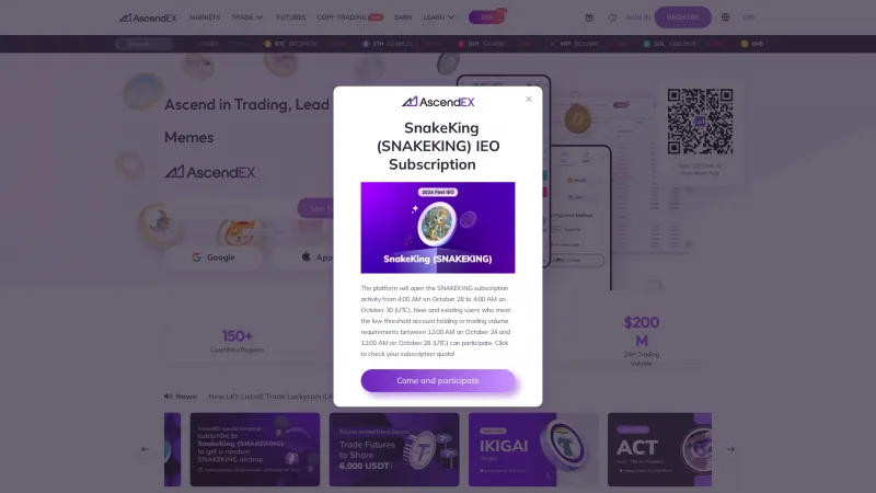 Homepage of AscendEX