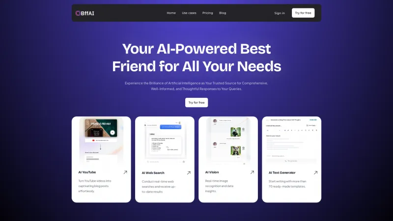 Homepage of BFF AI