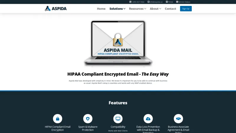 Homepage of Aspida Mail