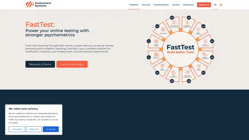 Homepage of FastTest