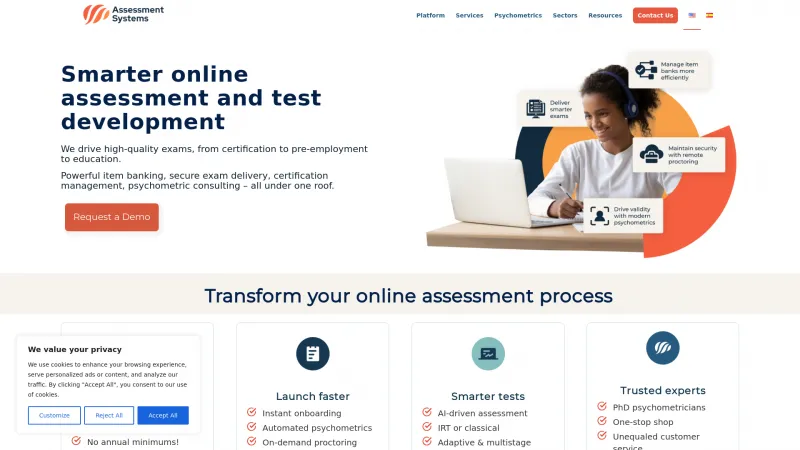 Homepage of Assess.ai