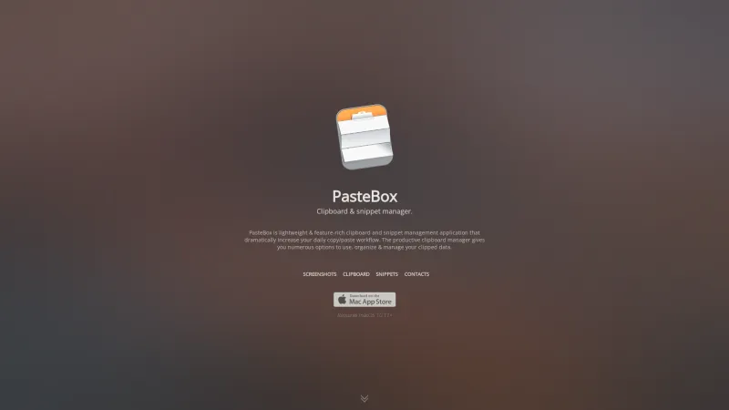 Homepage of PasteBox