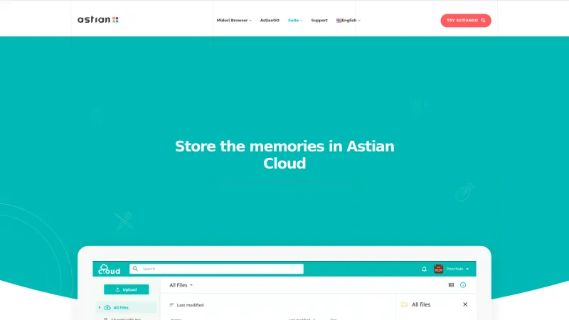 Homepage of Astian Cloud