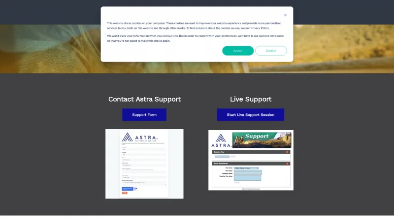 Homepage of Astra Campground Software