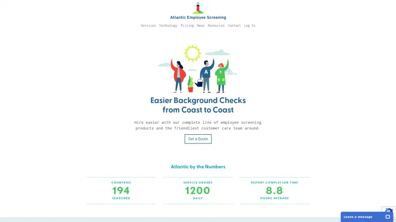 Homepage of Atlantic Employee Screening