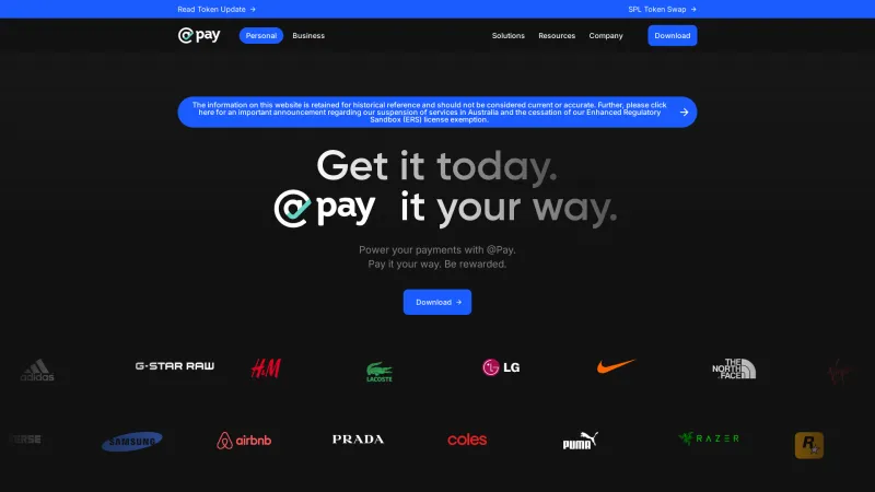 Homepage of @Pay