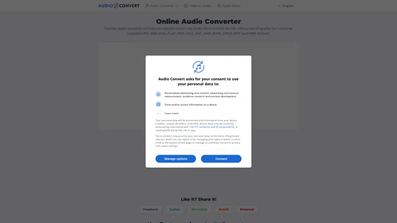 Homepage of Audio-Convert