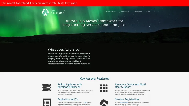 Homepage of Apache Aurora