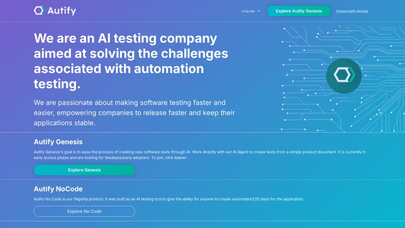 Homepage of Autify