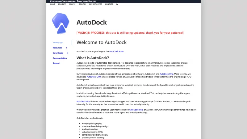 Homepage of AutoDock