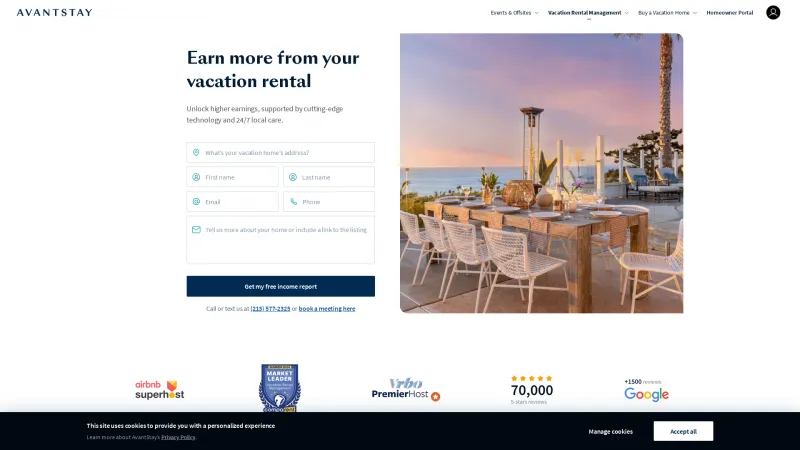 Homepage of AvantStay