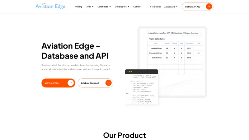 Homepage of Aviation Edge