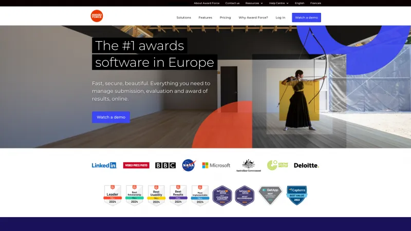 Homepage of Award Force