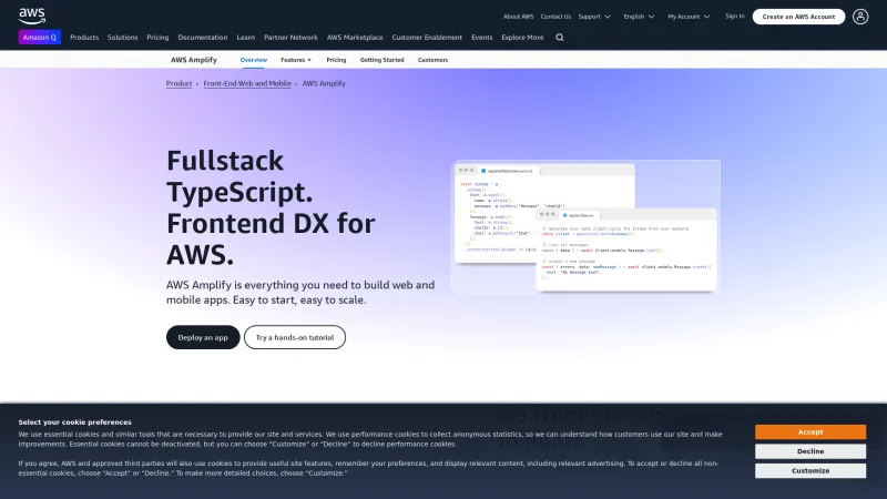 Homepage of AWS Amplify