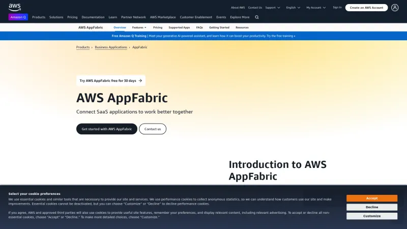 Homepage of AWS AppFabric