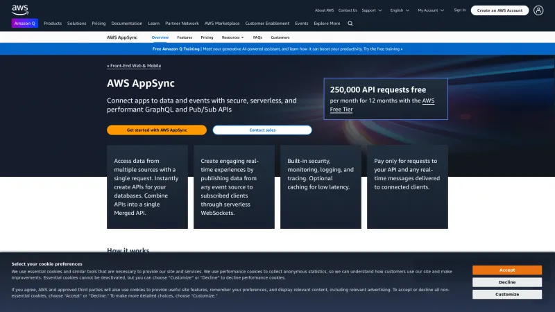 Homepage of AWS AppSync