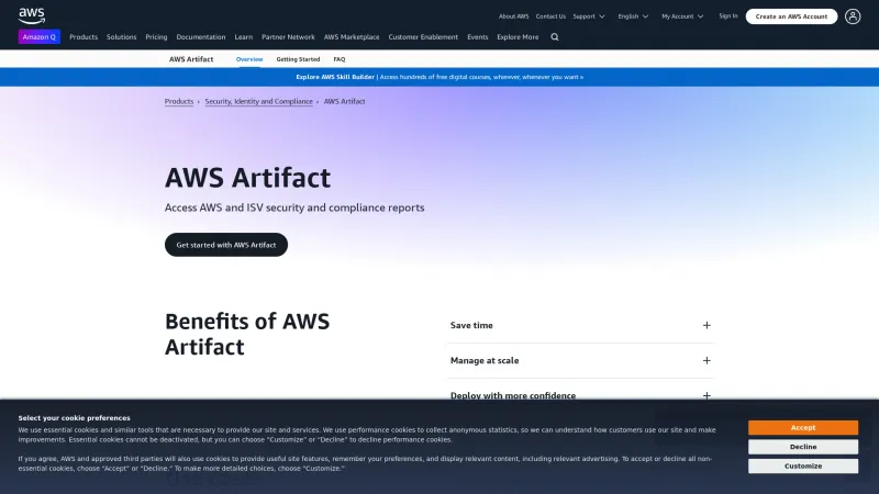 Homepage of AWS Artifact