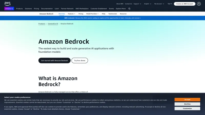 Homepage of Amazon Bedrock