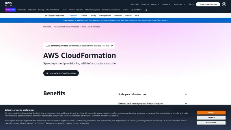 Homepage of AWS CloudFormation