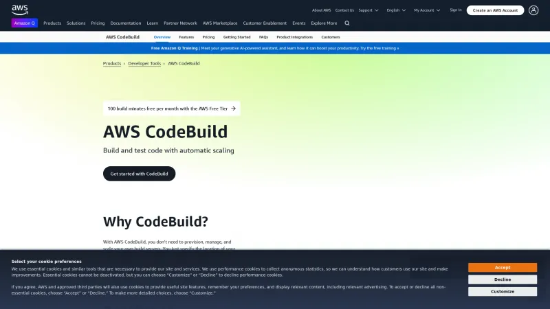 Homepage of AWS CodeBuild