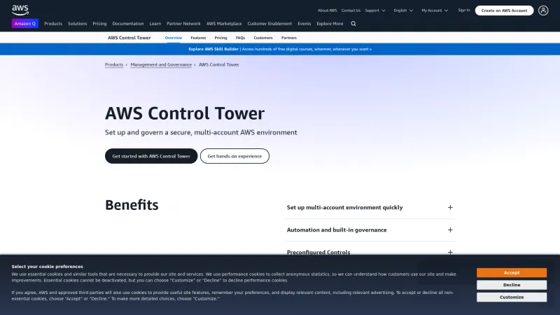 Homepage of AWS Control Tower