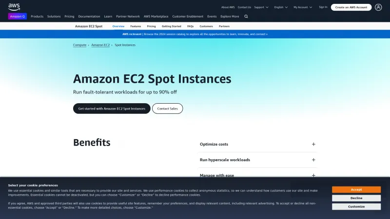 Homepage of EC2 Spot