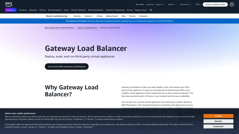 Homepage of AWS Gateway Load Balancer