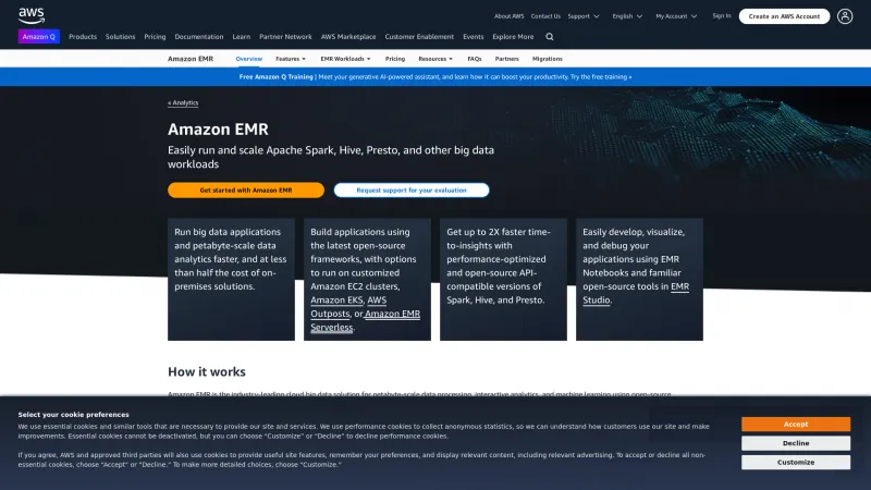 Homepage of Amazon EMR