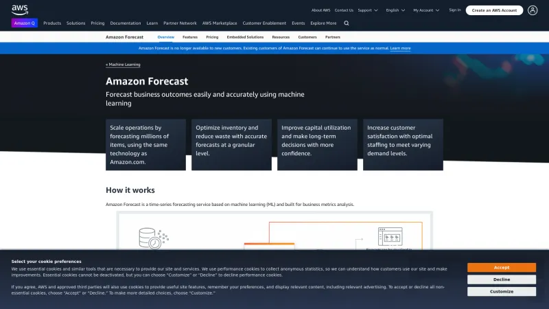 Homepage of Amazon Forecast