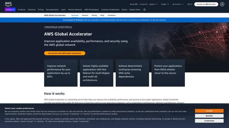 Homepage of AWS Global Accelerator