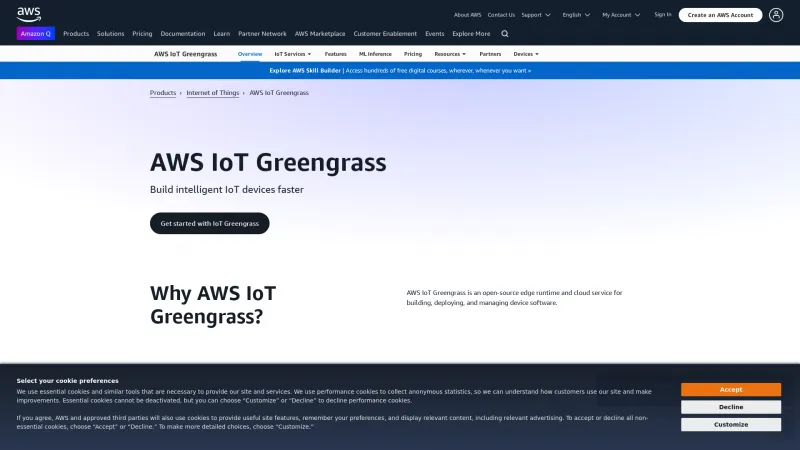 Homepage of AWS Greengrass