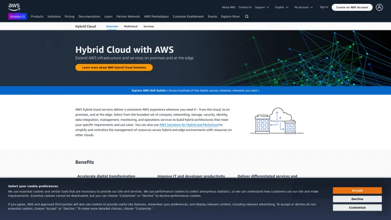 Homepage of AWS Hybrid Cloud