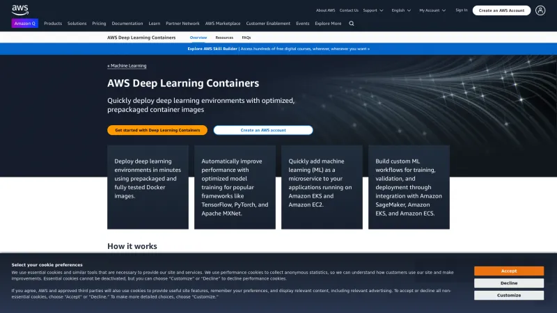 Homepage of AWS Deep Learning Containers