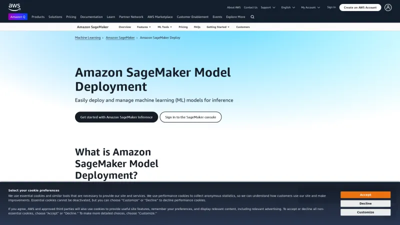 Homepage of Amazon Elastic Inference